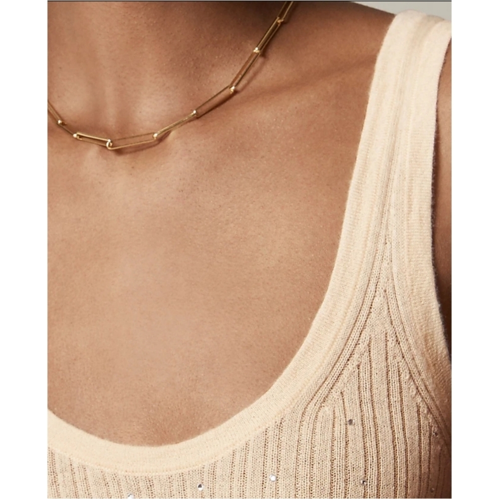 J.Crew Featherweight Cashmere Embellished Sweater-Tank - Picture 2 of 8